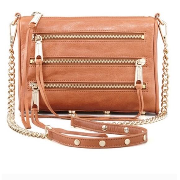 NWT Rebecca Minkoff Mini 5 Zip $195 Crossbody Bag in Almond Bloomingdale's - Picture 3 of 10